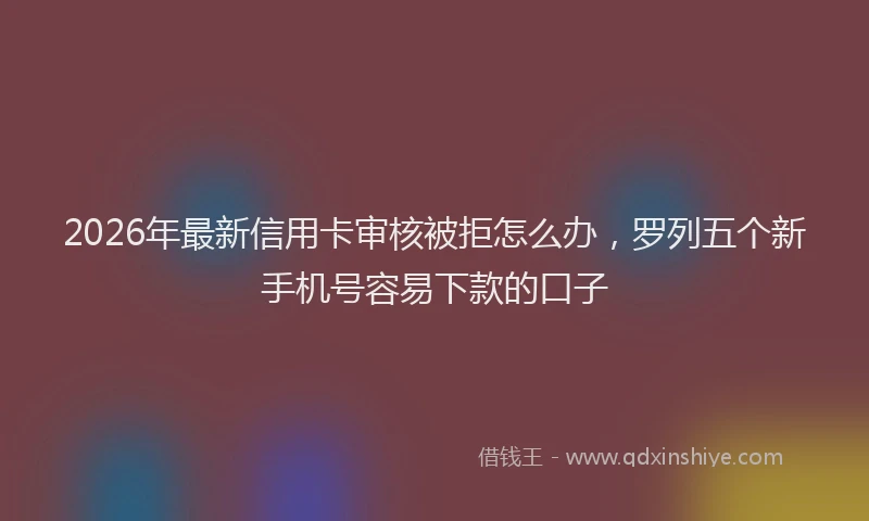 2026年最新信用卡审核被拒怎么办，罗列五个新手机号容易下款的口子
