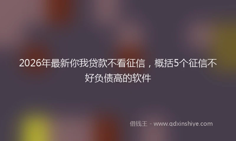 2026年最新你我贷款不看征信，概括5个征信不好负债高的软件