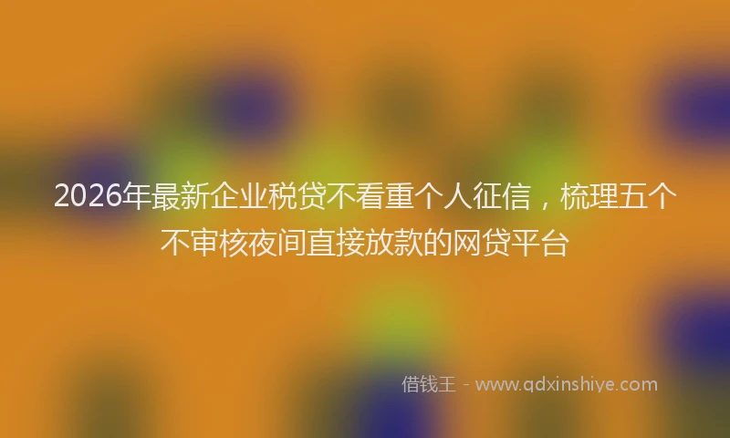 2026年最新企业税贷不看重个人征信，梳理五个不审核夜间直接放款的网贷平台