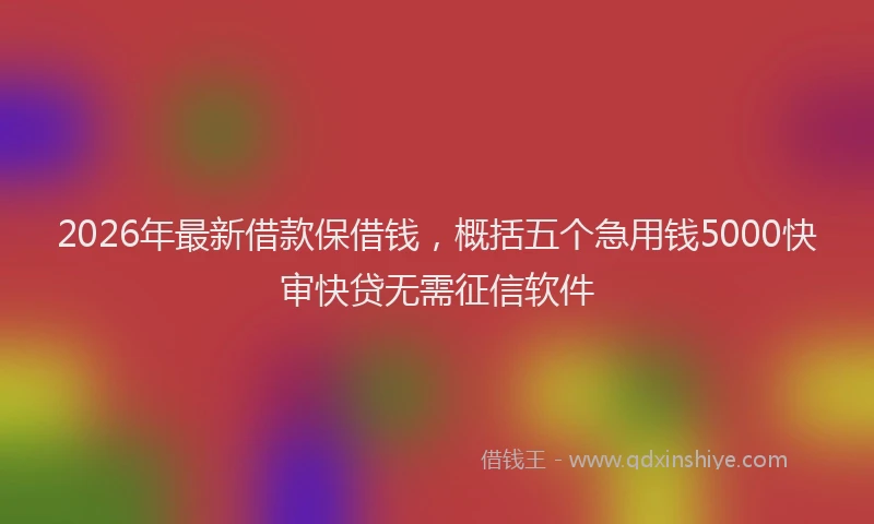2026年最新借款保借钱,概括五个急用钱5000快审快贷无需征信软件