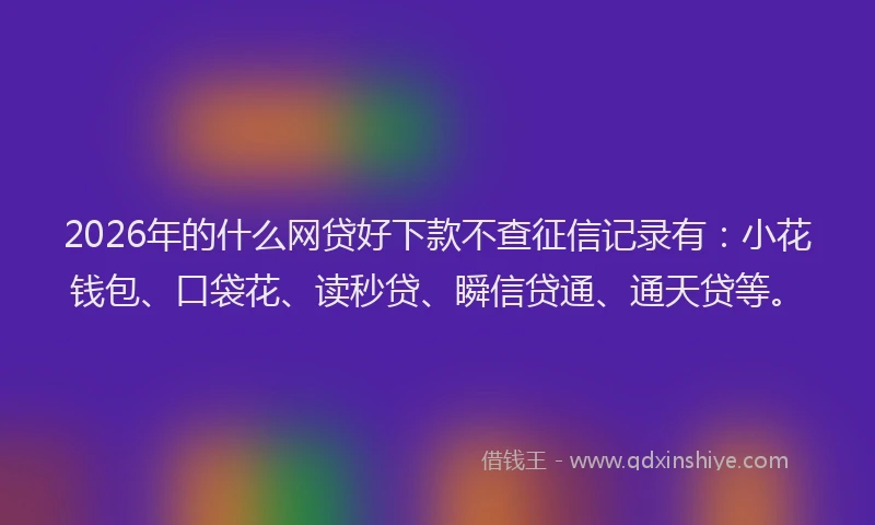 2026年的什么网贷好下款不查征信记录有：小花钱包、口袋花、读秒贷、瞬信贷通、通天贷等。