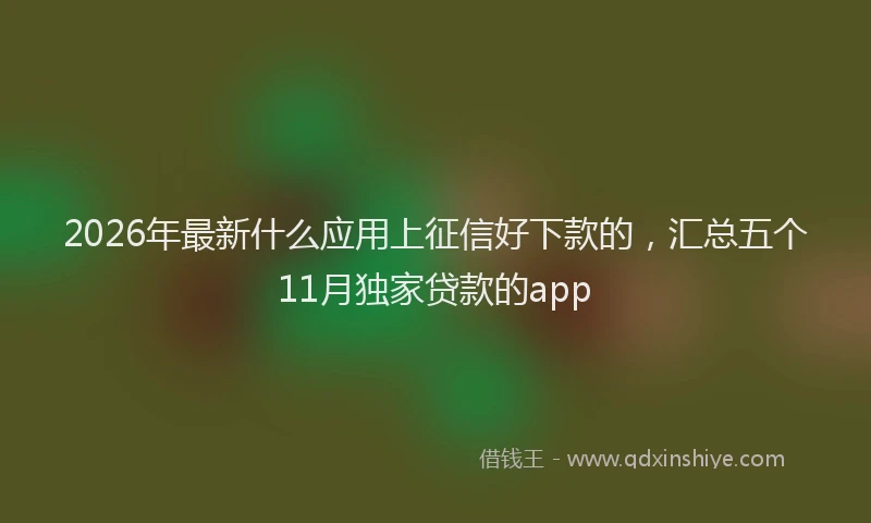 2026年最新什么应用上征信好下款的，汇总五个11月独家贷款的app