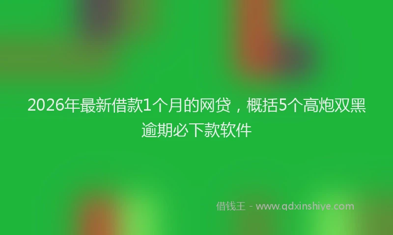 2026年最新借款1个月的网贷，概括5个高炮双黑逾期必下款软件