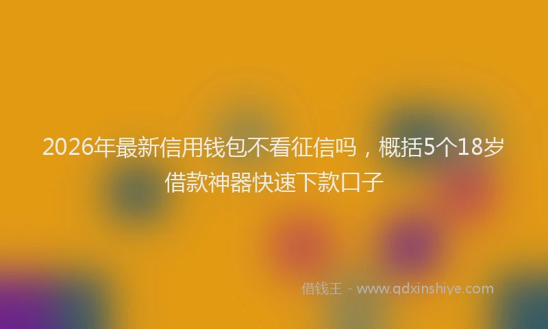 2026年最新信用钱包不看征信吗，概括5个18岁借款神器快速下款口子