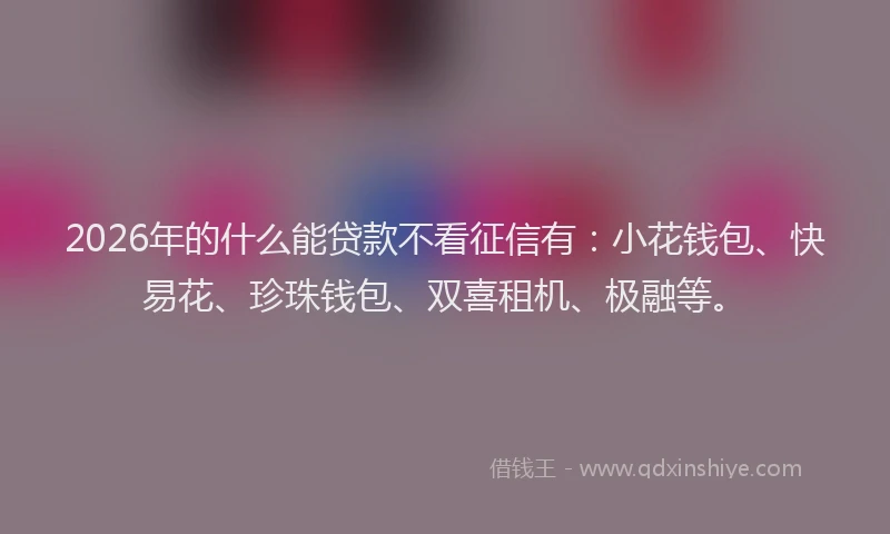 2026年的什么能贷款不看征信有:小花钱包、快易花、珍珠钱包、双喜租机、极融等。