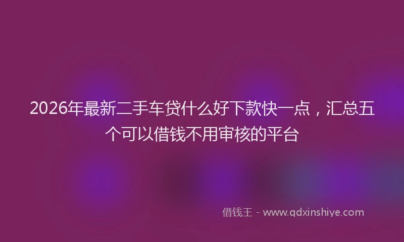2026年最新二手车贷什么好下款快一点，汇总五个可以借钱不用审核的平台