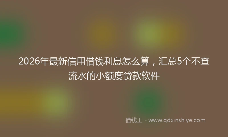 2026年最新信用借钱利息怎么算，汇总5个不查流水的小额度贷款软件