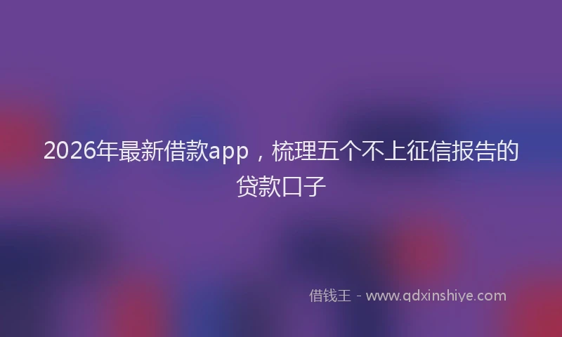 2026年最新借款app，梳理五个不上征信报告的贷款口子