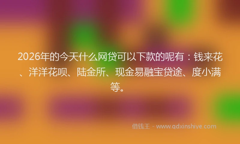 2026年的今天什么网贷可以下款的呢有:钱来花、洋洋花呗、陆金所、现金易融宝贷途、度小满等。