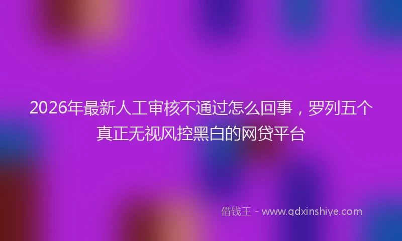 2026年最新人工审核不通过怎么回事，罗列五个真正无视风控黑白的网贷平台