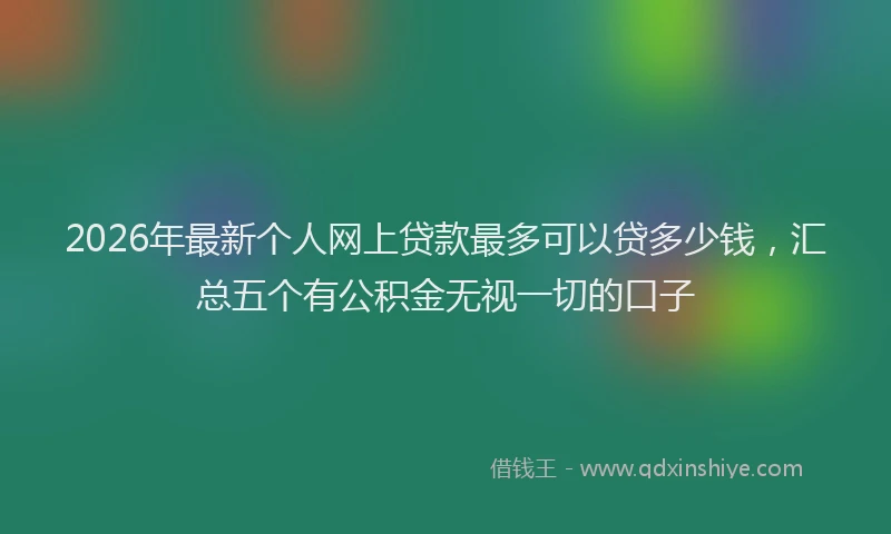 2026年最新个人网上贷款最多可以贷多少钱，汇总五个有公积金无视一切的口子
