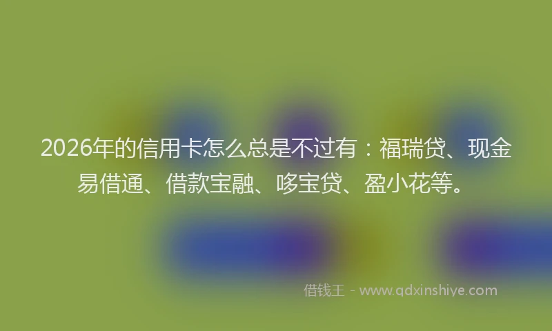 2026年的信用卡怎么总是不过有:福瑞贷、现金易借通、借款宝融、哆宝贷、盈小花等。