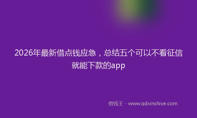 2026年最新借点钱应急，总结五个可以不看征信就能下款的app