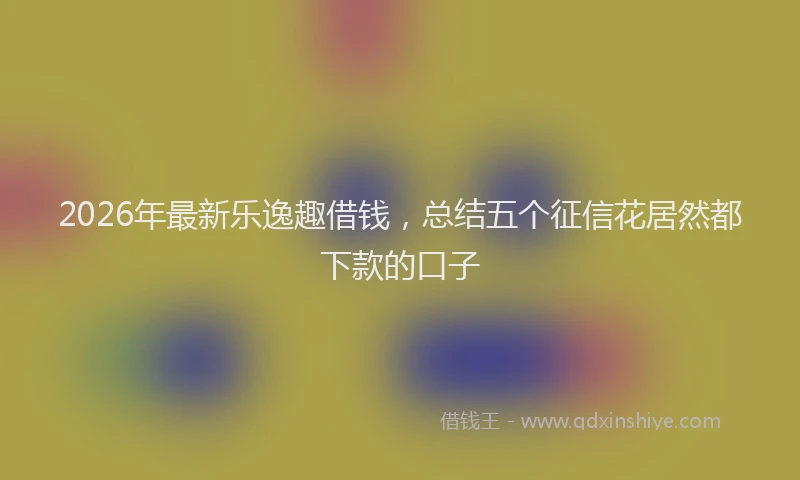 2026年最新乐逸趣借钱,总结五个征信花居然都下款的口子