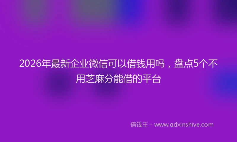 2026年最新企业微信可以借钱用吗，盘点5个不用芝麻分能借的平台