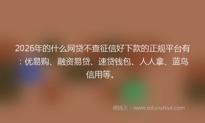 2026年的什么网贷不查征信好下款的正规平台有：优易购、融资易贷、速贷钱包、人人拿、蓝鸟信用等。