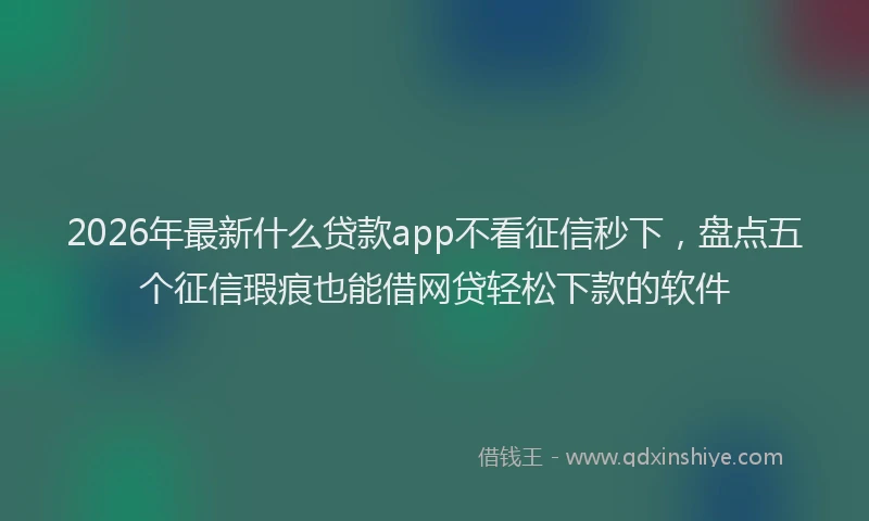 2026年最新什么贷款app不看征信秒下,盘点五个征信瑕疵也能借网贷轻松下款的软件