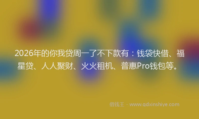 2026年的你我贷周一了不下款有:钱袋快借、福星贷、人人聚财、火火租机、普惠Pro钱包等。