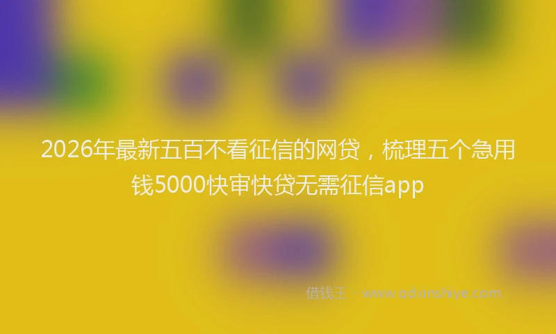 2026年最新五百不看征信的网贷，梳理五个急用钱5000快审快贷无需征信app