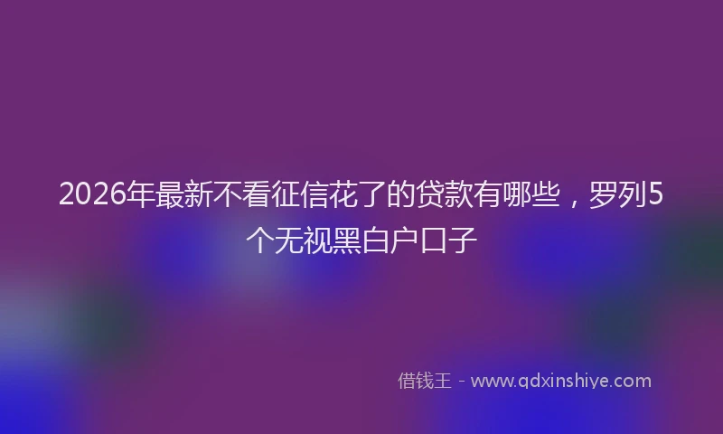 2026年最新不看征信花了的贷款有哪些，罗列5个无视黑白户口子