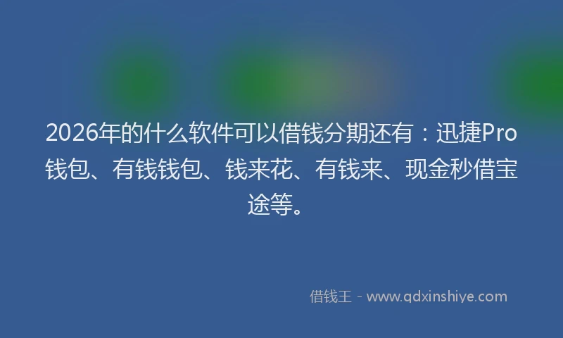 2026年的什么软件可以借钱分期还有：迅捷Pro钱包、有钱钱包、钱来花、有钱来、现金秒借宝途等。