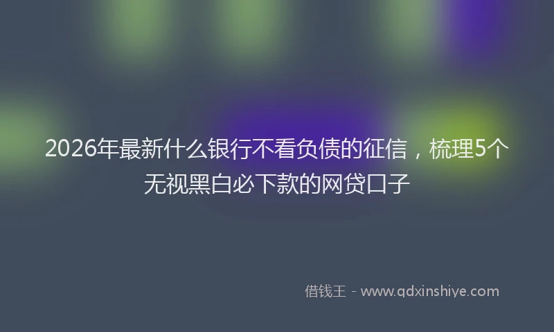 2026年最新什么银行不看负债的征信,梳理5个无视黑白必下款的网贷口子