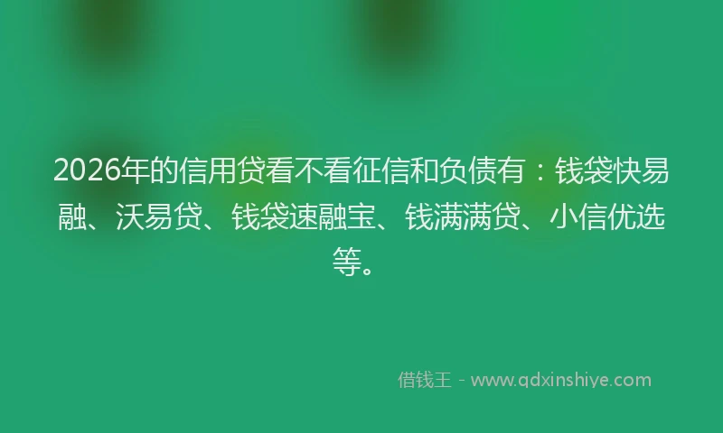 2026年的信用贷看不看征信和负债有:钱袋快易融、沃易贷、钱袋速融宝、钱满满贷、小信优选等。