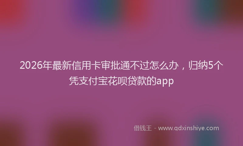 2026年最新信用卡审批通不过怎么办，归纳5个凭支付宝花呗贷款的app