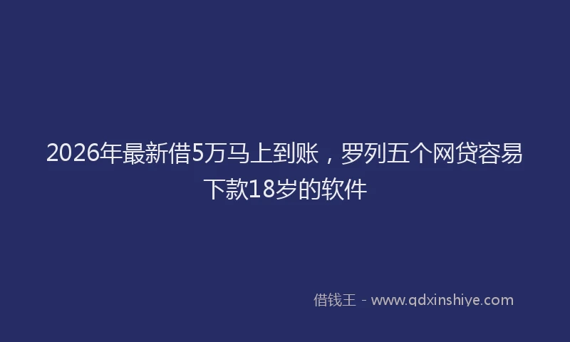 2026年最新借5万马上到账，罗列五个网贷容易下款18岁的软件