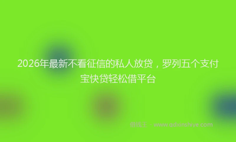 2026年最新不看征信的私人放贷，罗列五个支付宝快贷轻松借平台