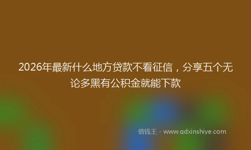2026年最新什么地方贷款不看征信，分享五个无论多黑有公积金就能下款