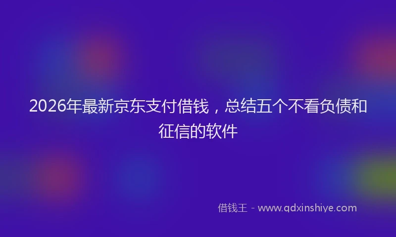 2026年最新京东支付借钱，总结五个不看负债和征信的软件