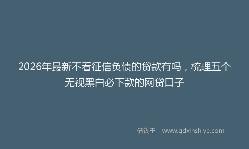2026年最新不看征信负债的贷款有吗，梳理五个无视黑白必下款的网贷口子