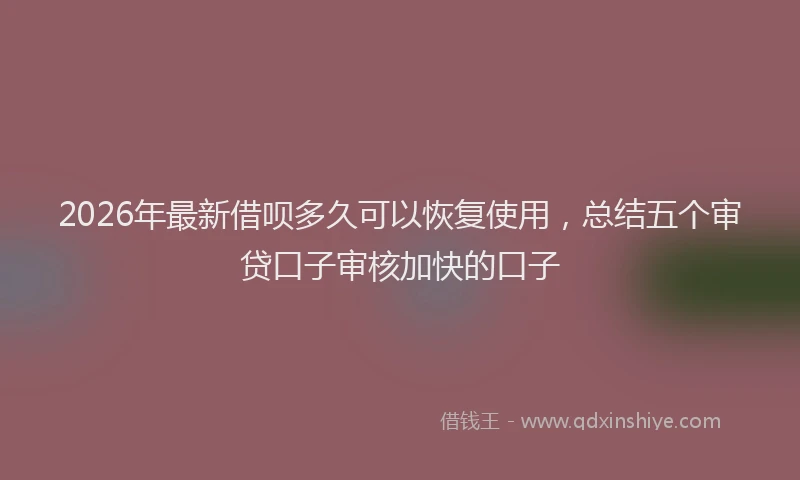 2026年最新借呗多久可以恢复使用，总结五个审贷口子审核加快的口子