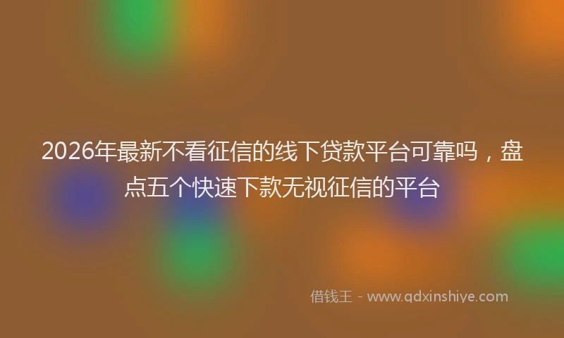 2026年最新不看征信的线下贷款平台可靠吗，盘点五个快速下款无视征信的平台