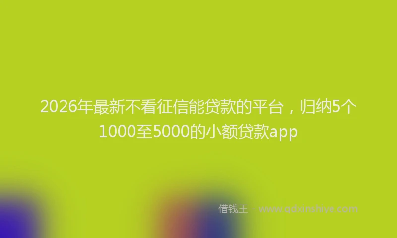 2026年最新不看征信能贷款的平台，归纳5个1000至5000的小额贷款app