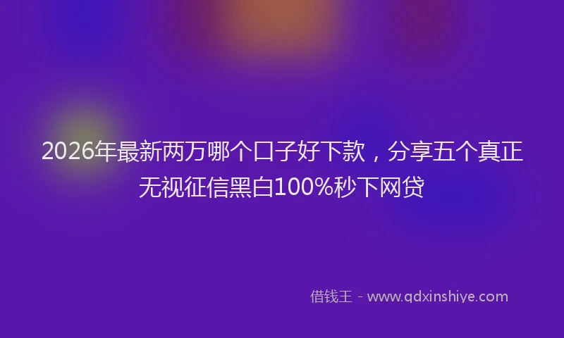 2026年最新两万哪个口子好下款,分享五个真正无视征信黑白100%秒下网贷