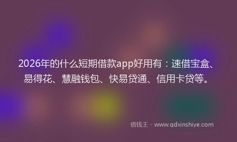 2026年的什么短期借款app好用有：速借宝盒、易得花、慧融钱包、快易贷通、信用卡贷等。