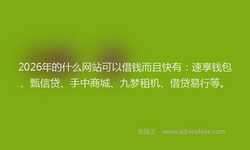 2026年的什么网站可以借钱而且快有：速享钱包、甄信贷、手中商城、九梦租机、借贷易行等。