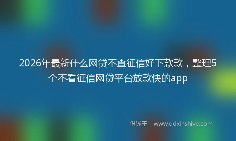 2026年最新什么网贷不查征信好下款款,整理5个不看征信网贷平台放款快的app