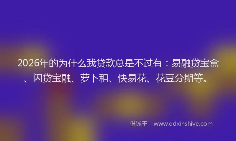 2026年的为什么我贷款总是不过有：易融贷宝盒、闪贷宝融、萝卜租、快易花、花豆分期等。