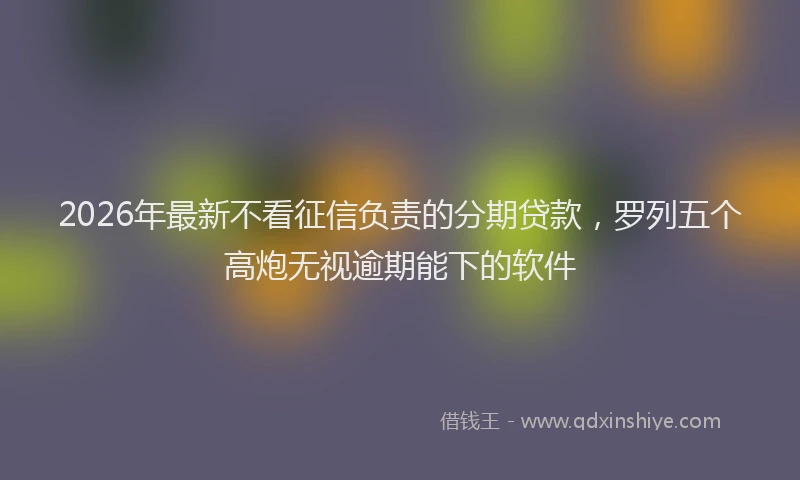2026年最新不看征信负责的分期贷款,罗列五个高炮无视逾期能下的软件