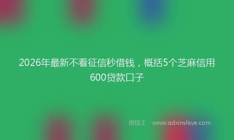 2026年最新不看征信秒借钱，概括5个芝麻信用600贷款口子