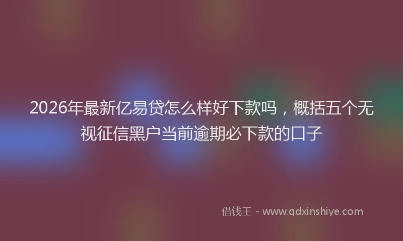 2026年最新亿易贷怎么样好下款吗，概括五个无视征信黑户当前逾期必下款的口子