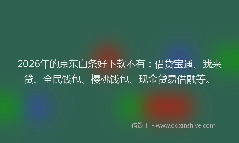 2026年的京东白条好下款不有:借贷宝通、我来贷、全民钱包、樱桃钱包、现金贷易借融等。