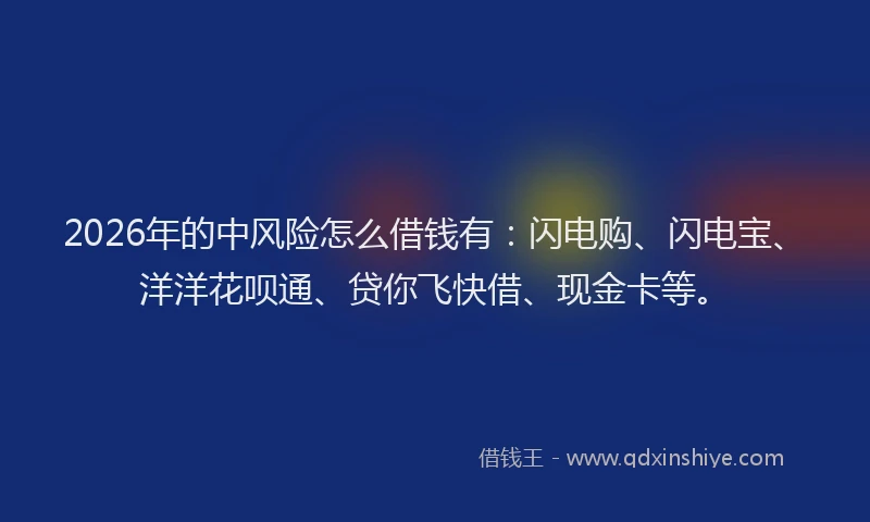 2026年的中风险怎么借钱有：闪电购、闪电宝、洋洋花呗通、贷你飞快借、现金卡等。