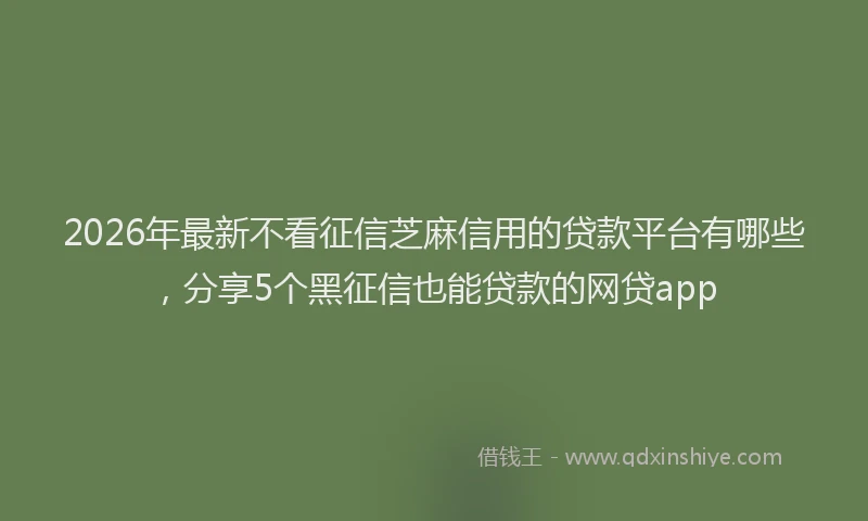 2026年最新不看征信芝麻信用的贷款平台有哪些，分享5个黑征信也能贷款的网贷app
