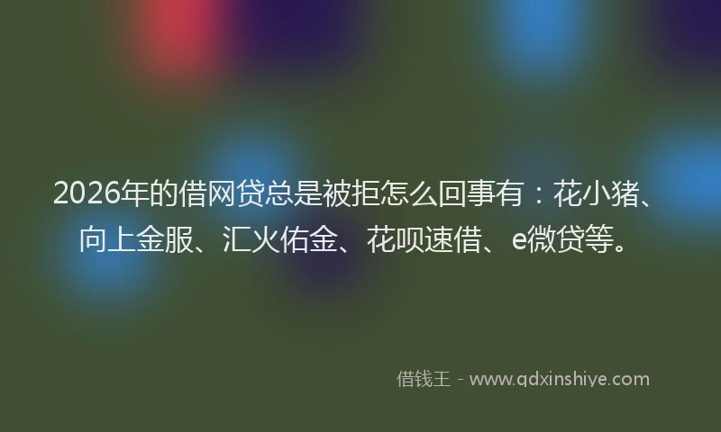 2026年的借网贷总是被拒怎么回事有:花小猪、向上金服、汇火佑金、花呗速借、e微贷等。