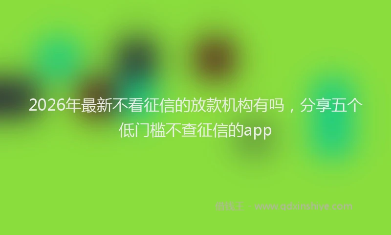 2026年最新不看征信的放款机构有吗，分享五个低门槛不查征信的app