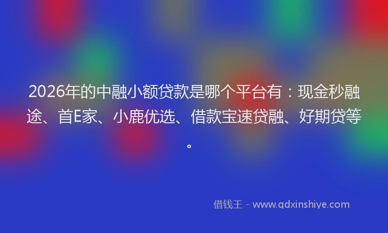 2026年的中融小额贷款是哪个平台有:现金秒融途、首E家、小鹿优选、借款宝速贷融、好期贷等。
